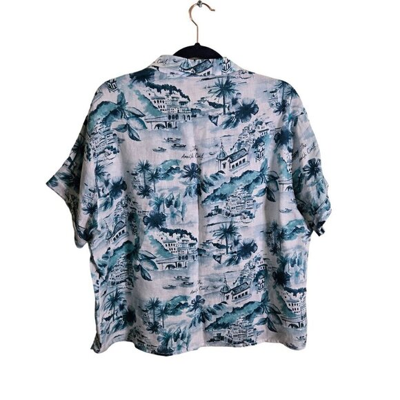 Cynthia Rowley 100% Linen Amalfi Coast Italy Print Button Front Shirt Size L - Picture 2 of 5